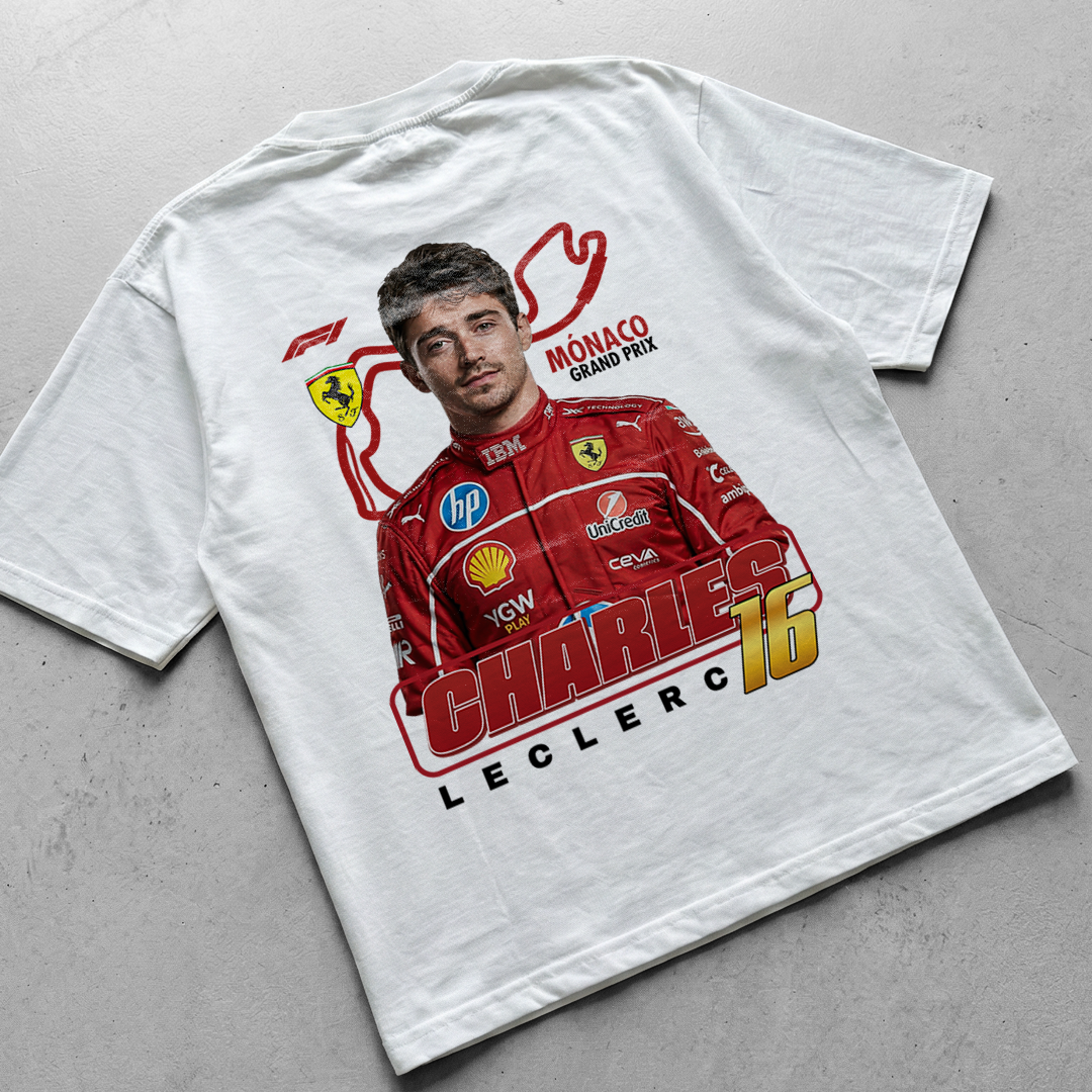 CHARLES LECLERC 16 | WHITE OVERSIZED FIT TEE