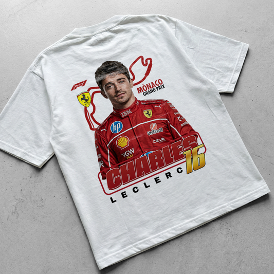 CHARLES LECLERC 16 | WHITE OVERSIZED FIT TEE