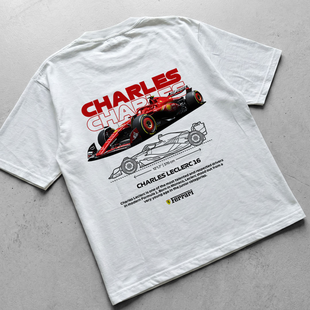 CHARLES LECLERC FERRARI |  WHITE OVERSIZED  FIT TEE