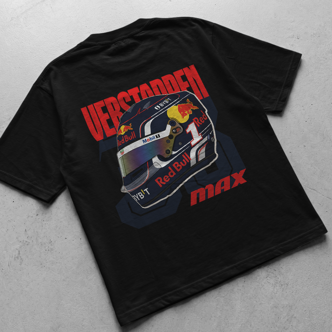 MAX VESTAPPEN HELMET| BLACK OVERSIZED FIT TEE