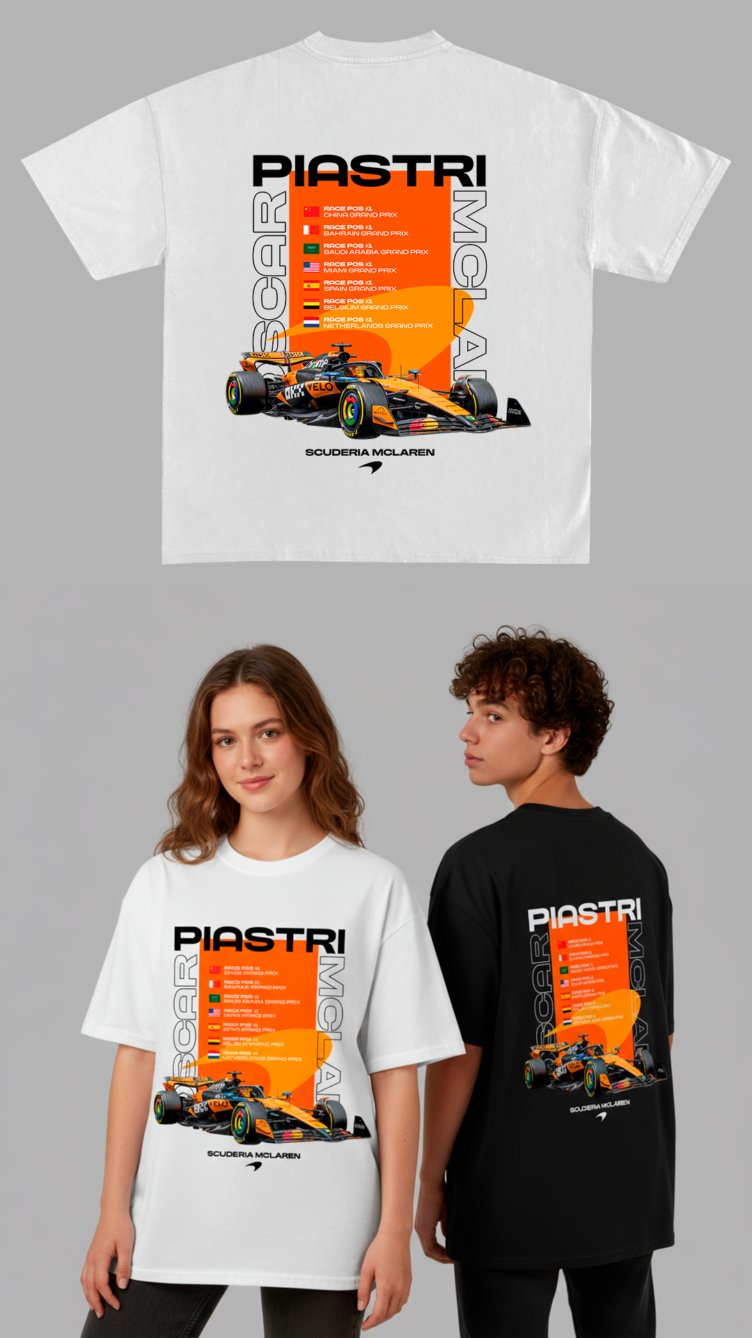 OSCAR PIASTRI MCLAREN | WHITE OVERSIZED FIT TEE