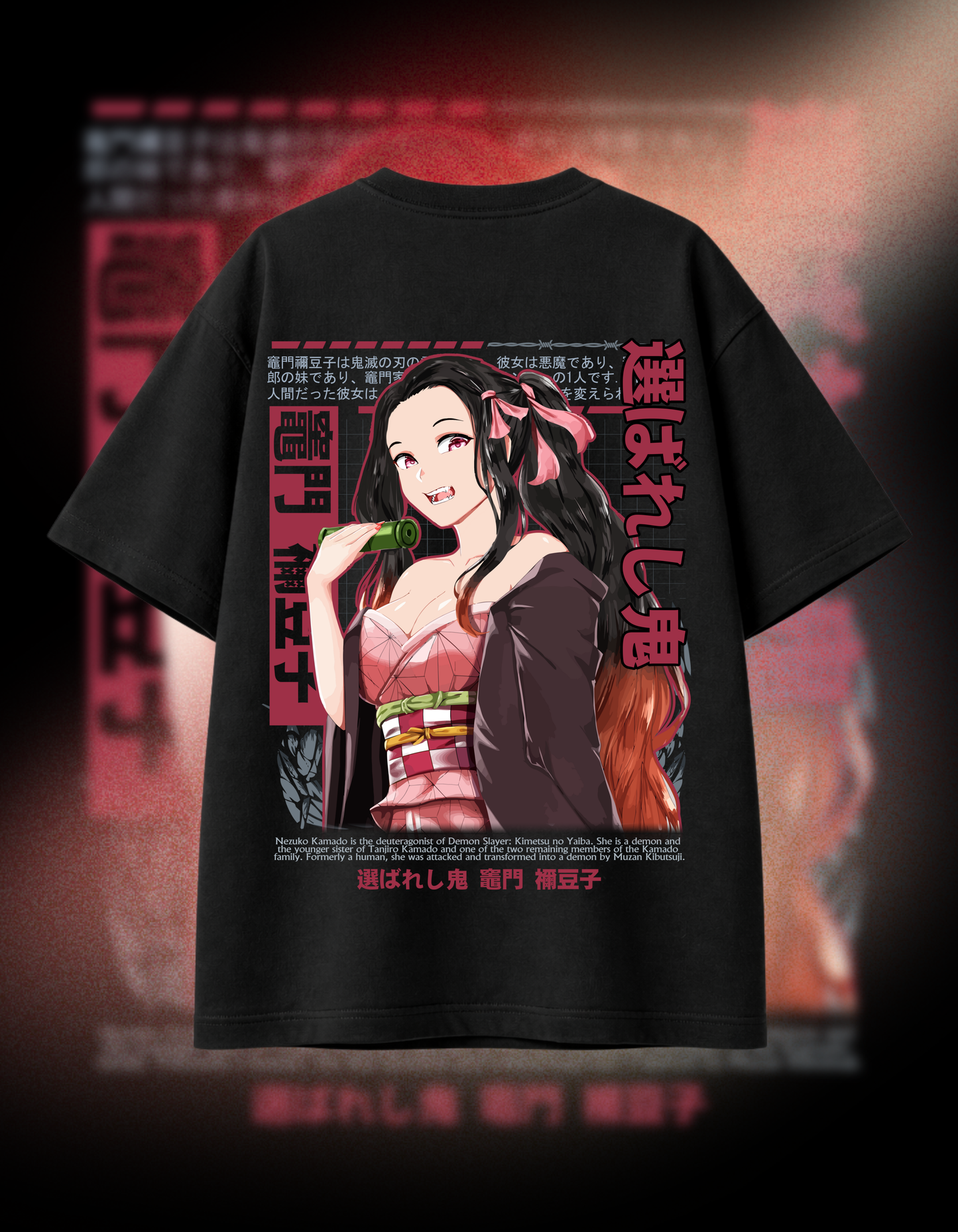 NEZUKO KAMADO GRAPHIC | BLACK OVERSIZED FIT TEE