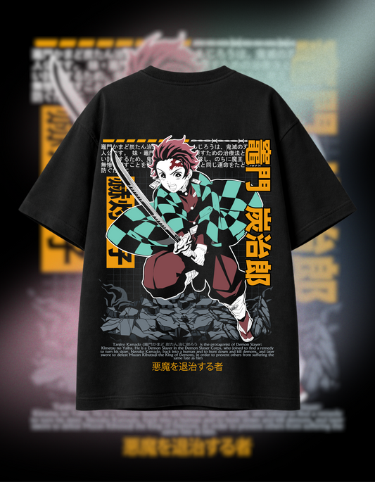 TANJIRO KAMADO | BLACK OVERSIZED FIT TEE