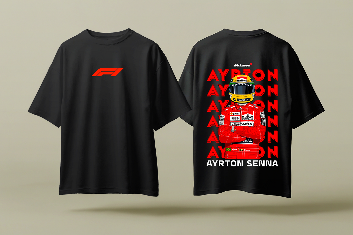 AYRTON SENNA HELMET | BLACK OVERSIZED FIT TEE