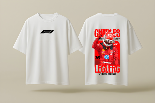 CHARLES LECLERC V2 FERRARI | WHITE OVERSIZED FIT TEE
