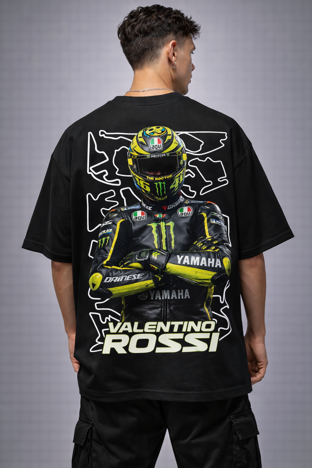 VALENTINO ROSSI CIRCUIT | BLACK OVERSIZED FIT TEE