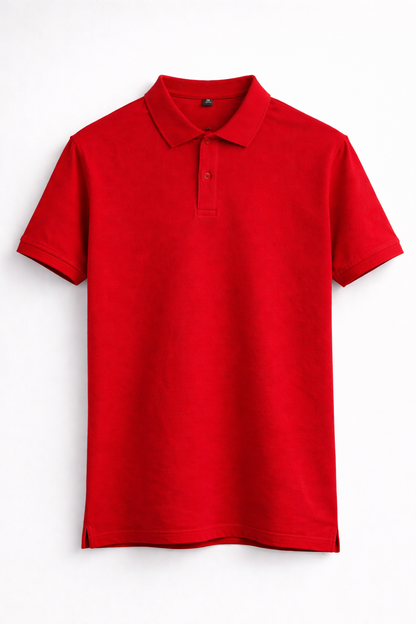 MINIMAL RED | PLAIN POLO TEE