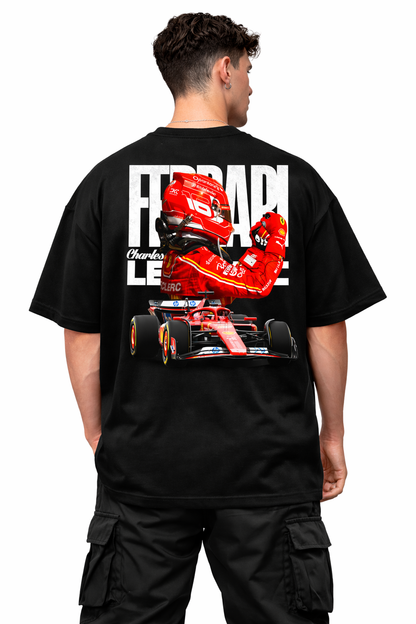 CHARLES LECLERC FERRARI | BLACK OVERSIZED FIT TEE