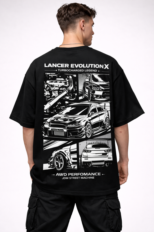 LANCER EVOLUTION X| BLACK OVERSIZED FIT TEE