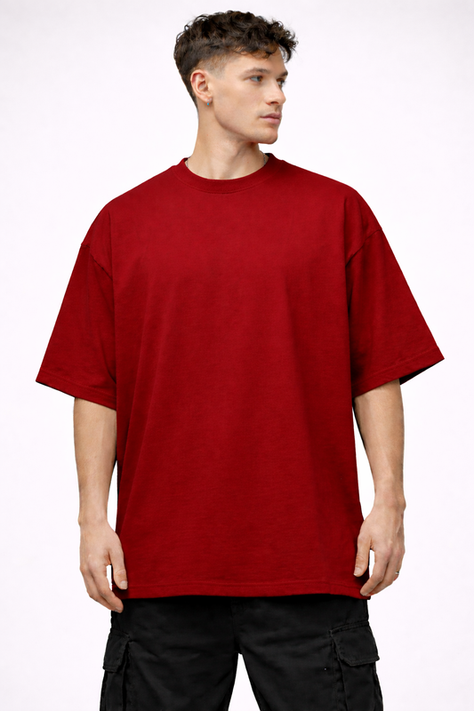 MINIMAL RED | PLAIN OVERSIZED TEE