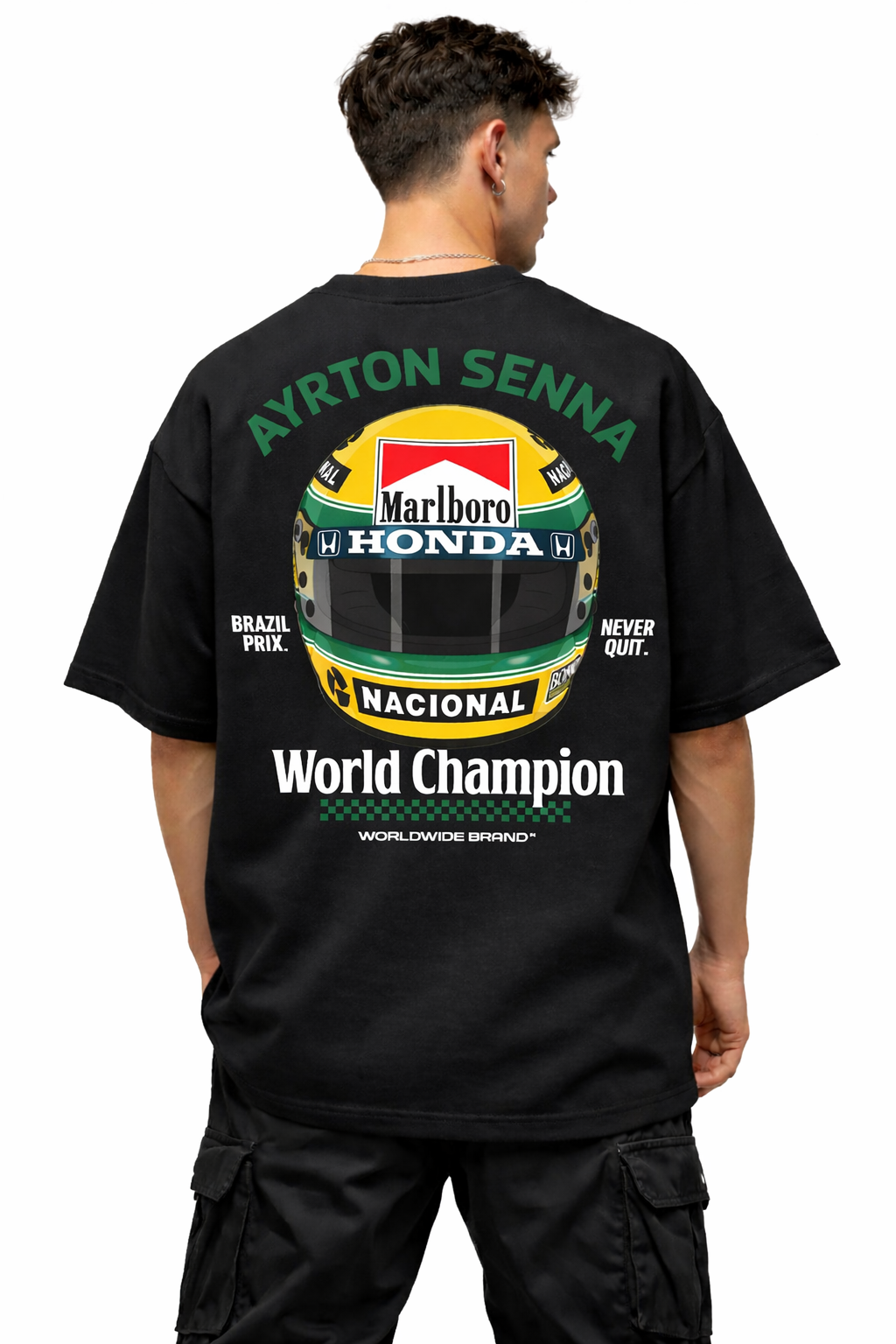 AYRTON SENNA WORD CHAMPION | BLACK OVERSIZED FIT TEE