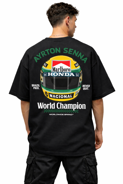 AYRTON SENNA WORD CHAMPION | BLACK OVERSIZED FIT TEE