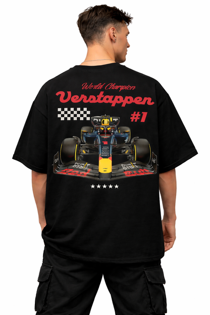 MAX VERSTAPPEN #1 | BLACK OVERSIZED FIT TEE