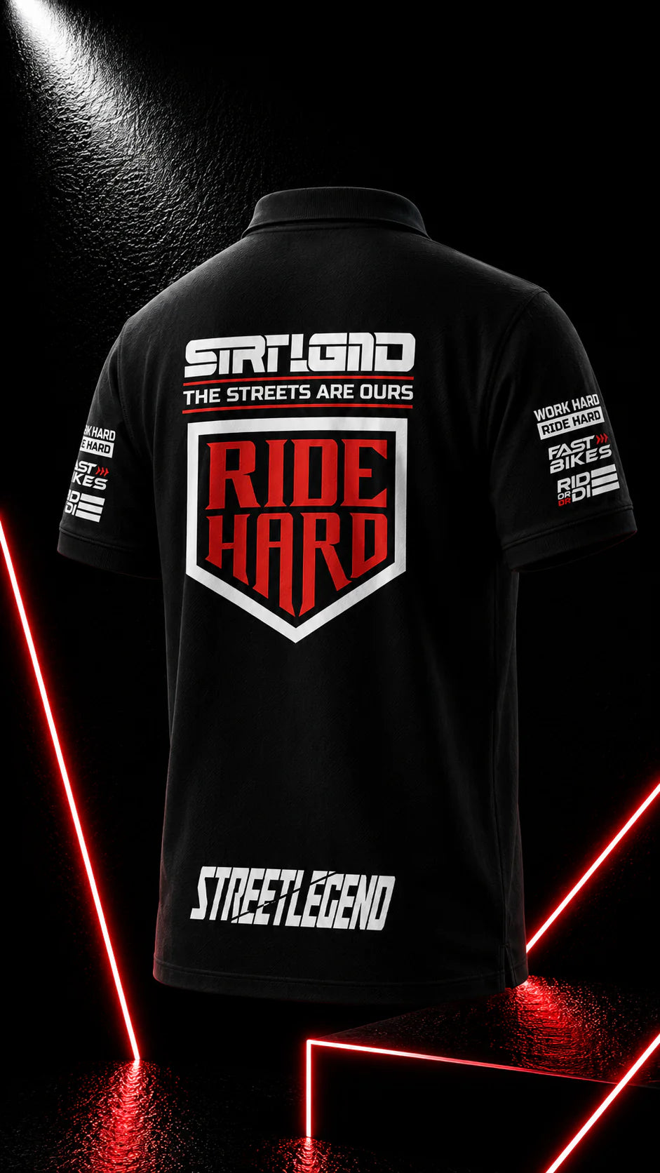 RIDE HARD  - POLO T-SHIRT BLACK