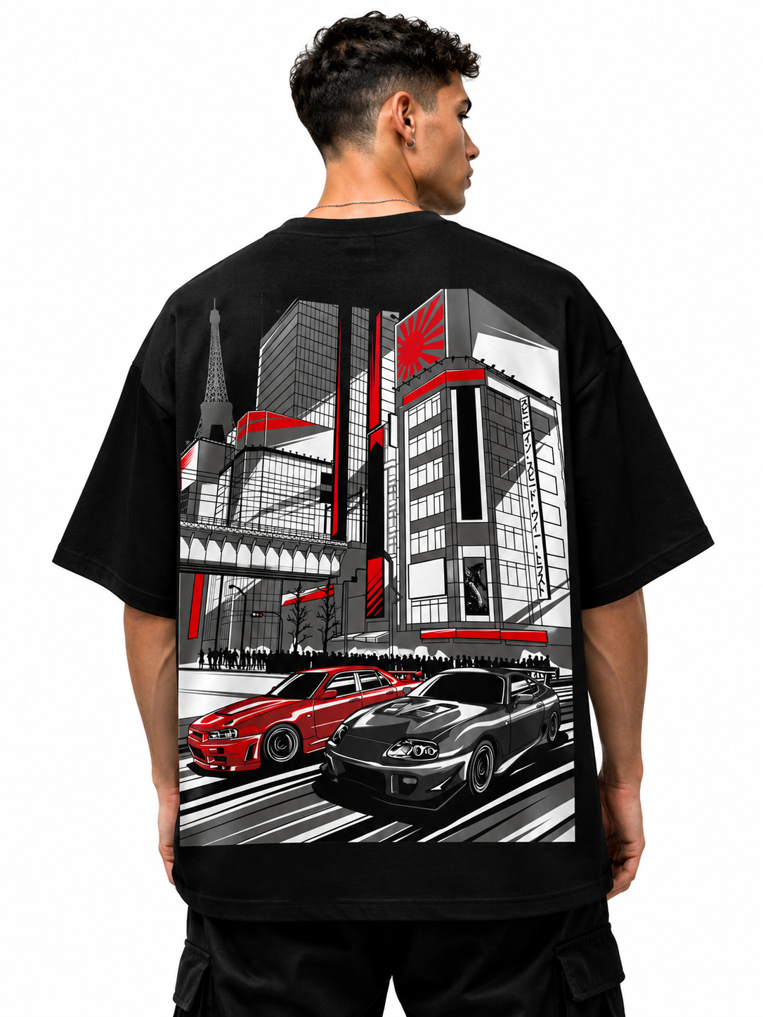 SUPRA  | BLACK OVERSIZED FIT TEE