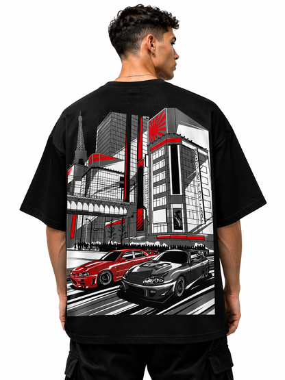 SUPRA  | BLACK OVERSIZED FIT TEE