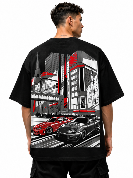SUPRA  | BLACK OVERSIZED FIT TEE
