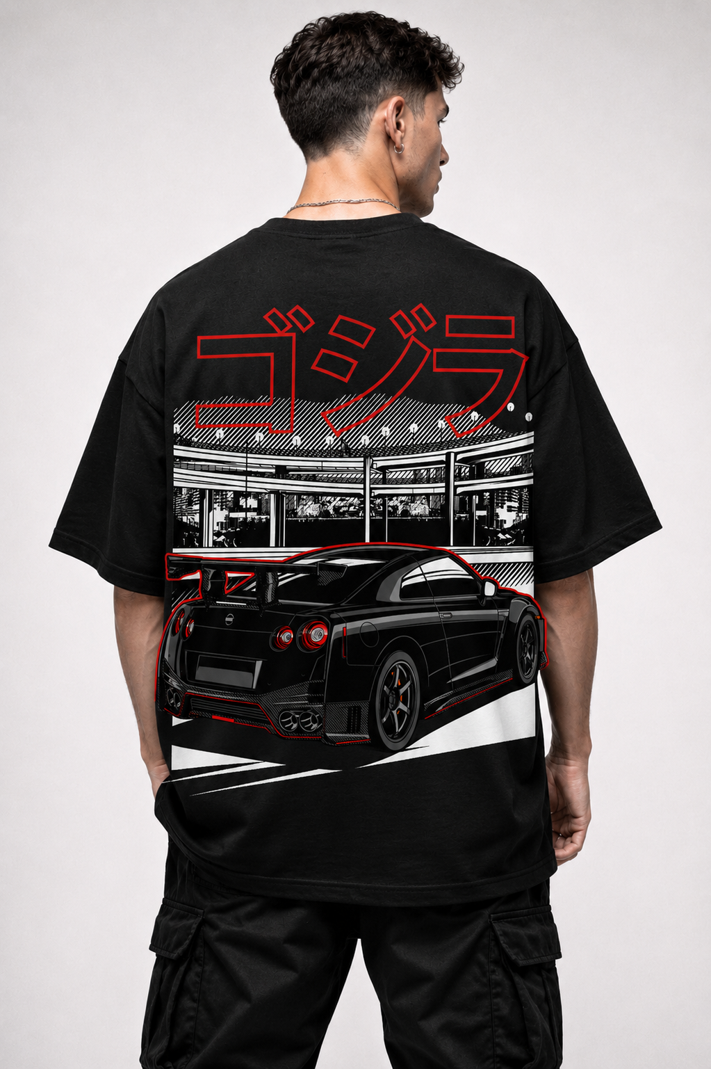 NISSAN GTR BLACK | BLACK OVERSIZED FIT TEE