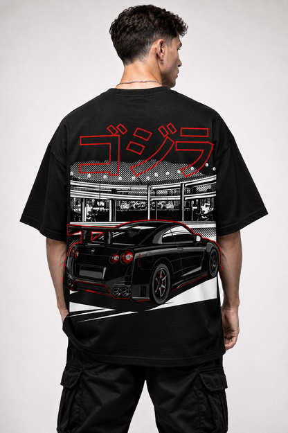 NISSAN GTR BLACK | BLACK OVERSIZED FIT TEE