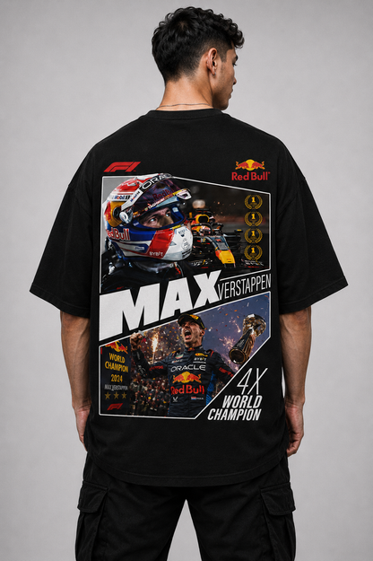 MAX VERSTAPPEN WORLD CHAMPION  T-SHIRT | BLACK OVERSIZED FIT TEE
