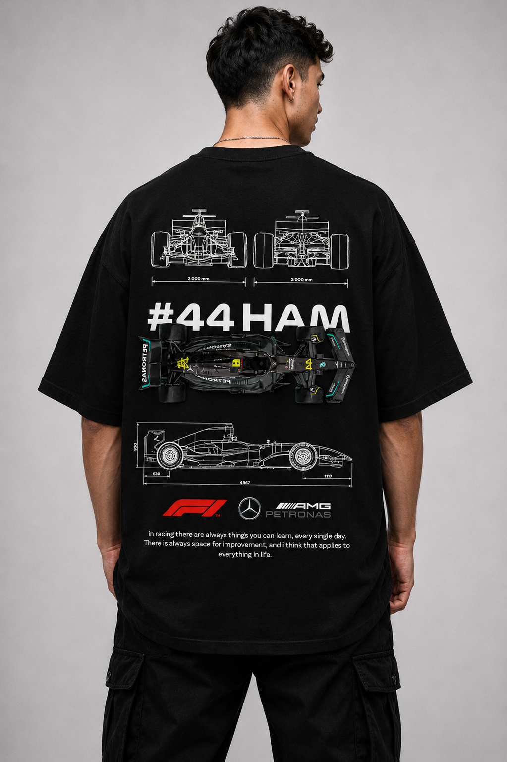 #44 HAMILTON | BLACK OVERSIZED FIT TEE
