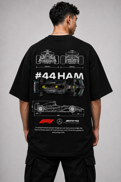 #44 HAMILTON | BLACK OVERSIZED FIT TEE
