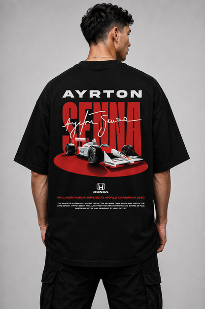 AYTON SENNA SIGNATURE | BLACK OVERSIZED FIT TEE