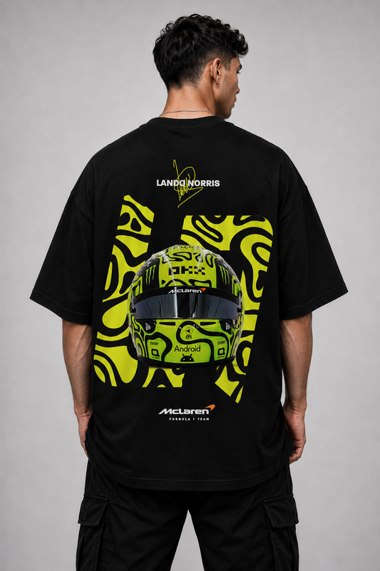 LANDO NORRIS HELMET ART | BLACK OVERSIZED FIT TEE