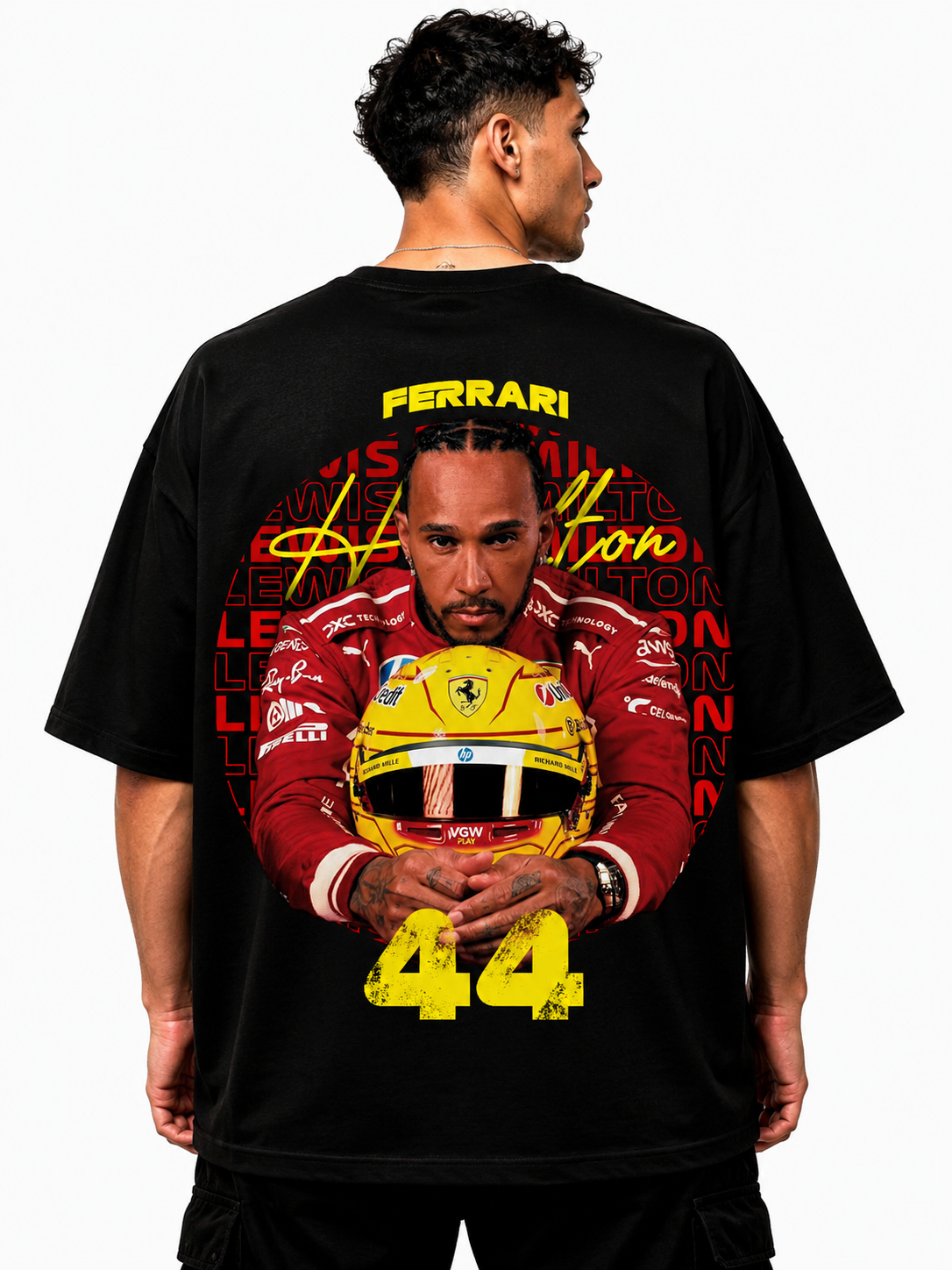 LEWIS HAMILTON 44 HELMET | BLACK OVERSIZED FIT TEE