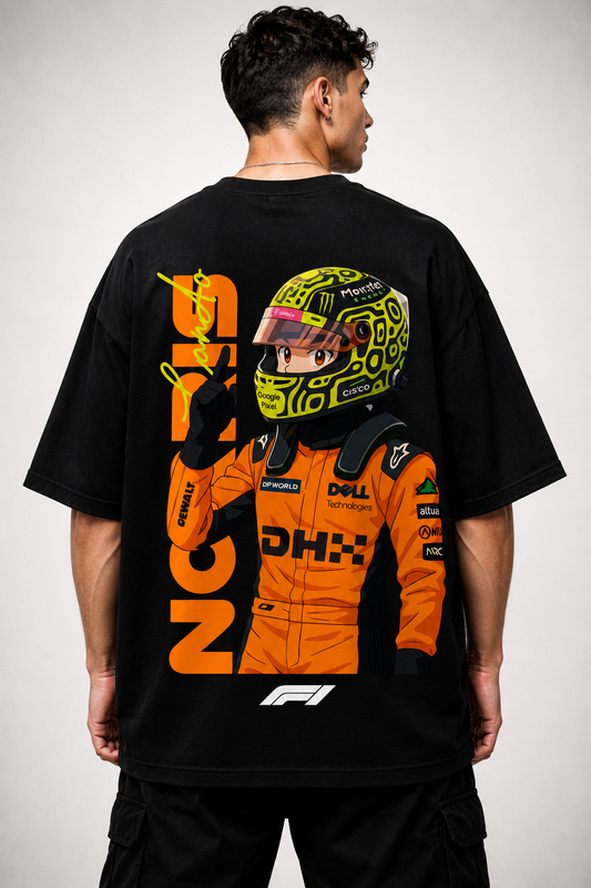 LANDO NORRIS ART | BLACK OVERSIZED FIT TEE