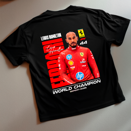 LEWIS HAMILTON FERRARI| BLACK OVERSIZED FIT TEE