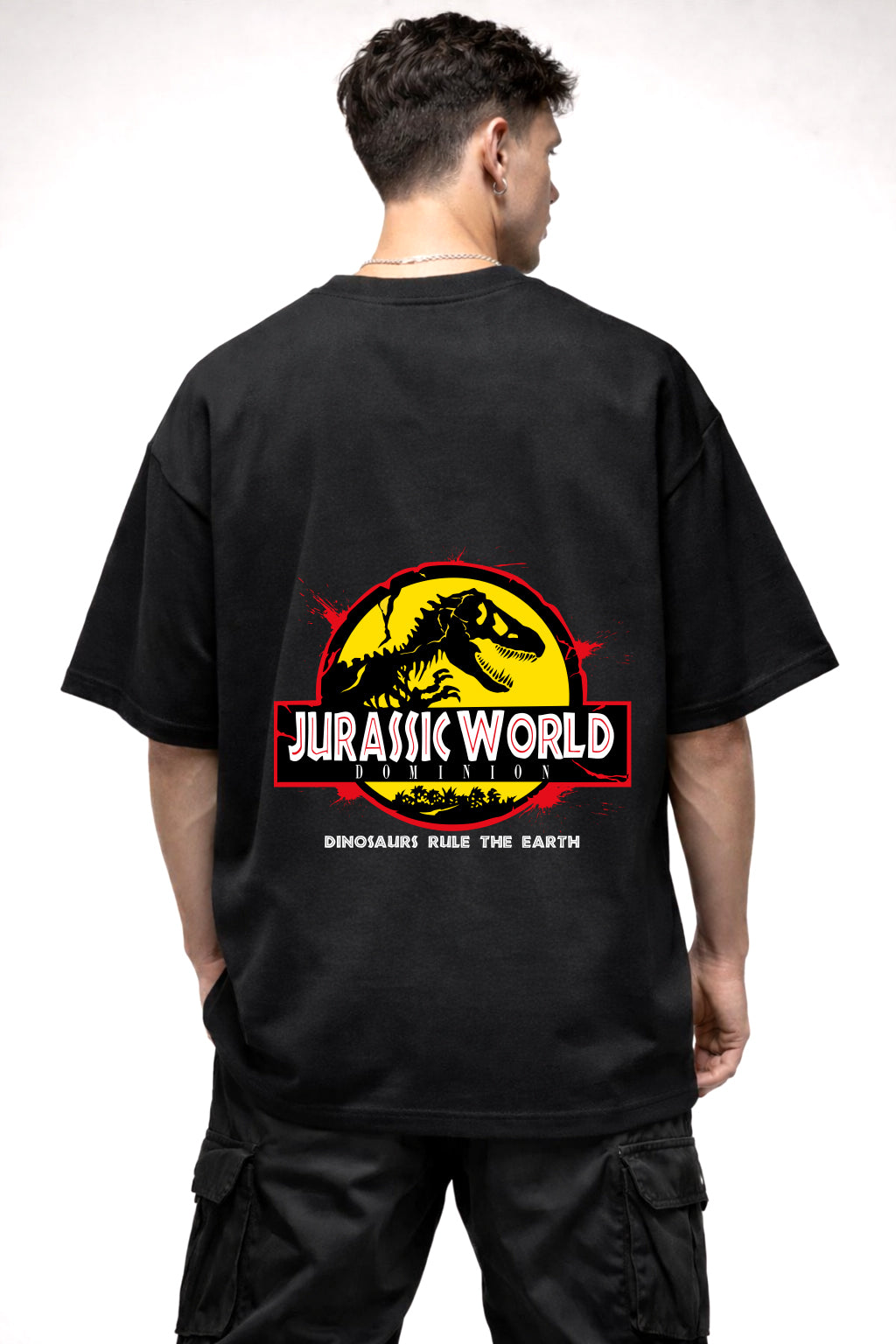 JURASSIC WORLD YELLOW LOGO | BLACK OVERSIZED FIT TEES
