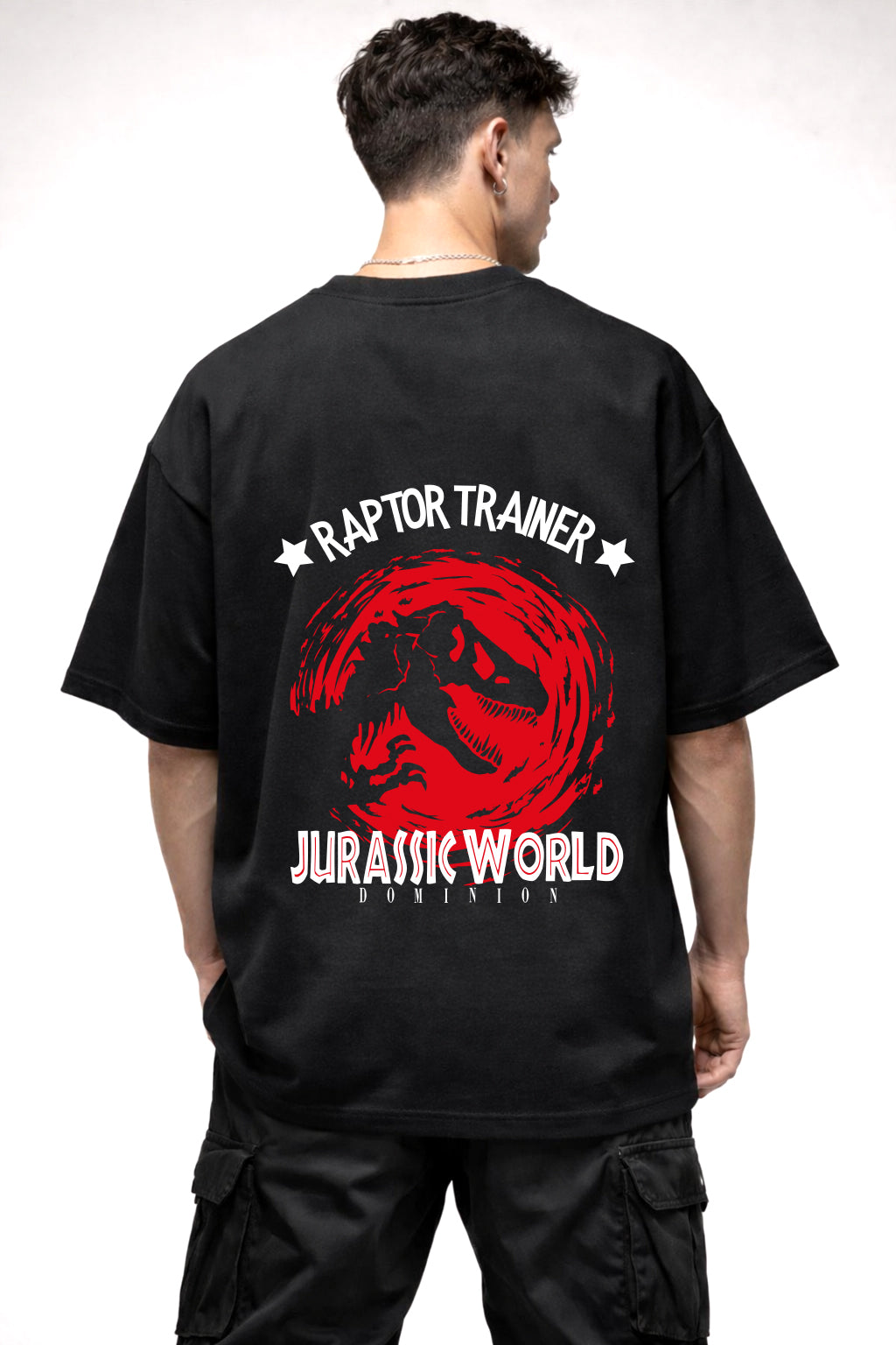 JURASSIC WORLD RAPTOR TRAINER | BLACK OVERSIZED FIT TEE