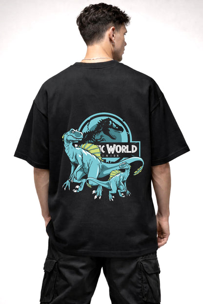 JURASSIC WORLD GREEN REPTOR LOGO | BLACK OVERSIZED FIT TEE