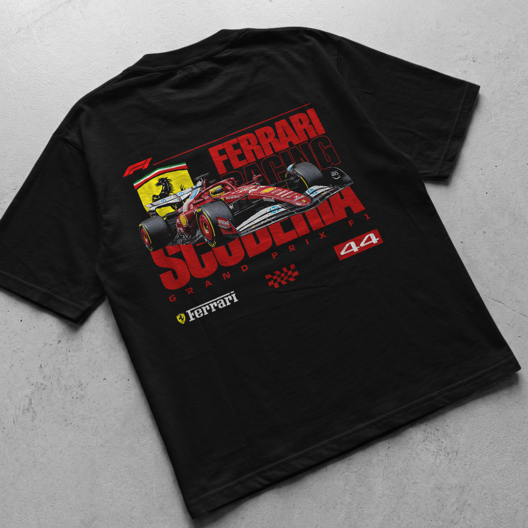 FERRARI GRAND PRIX| BLACK OVERSIZED FIT TEE