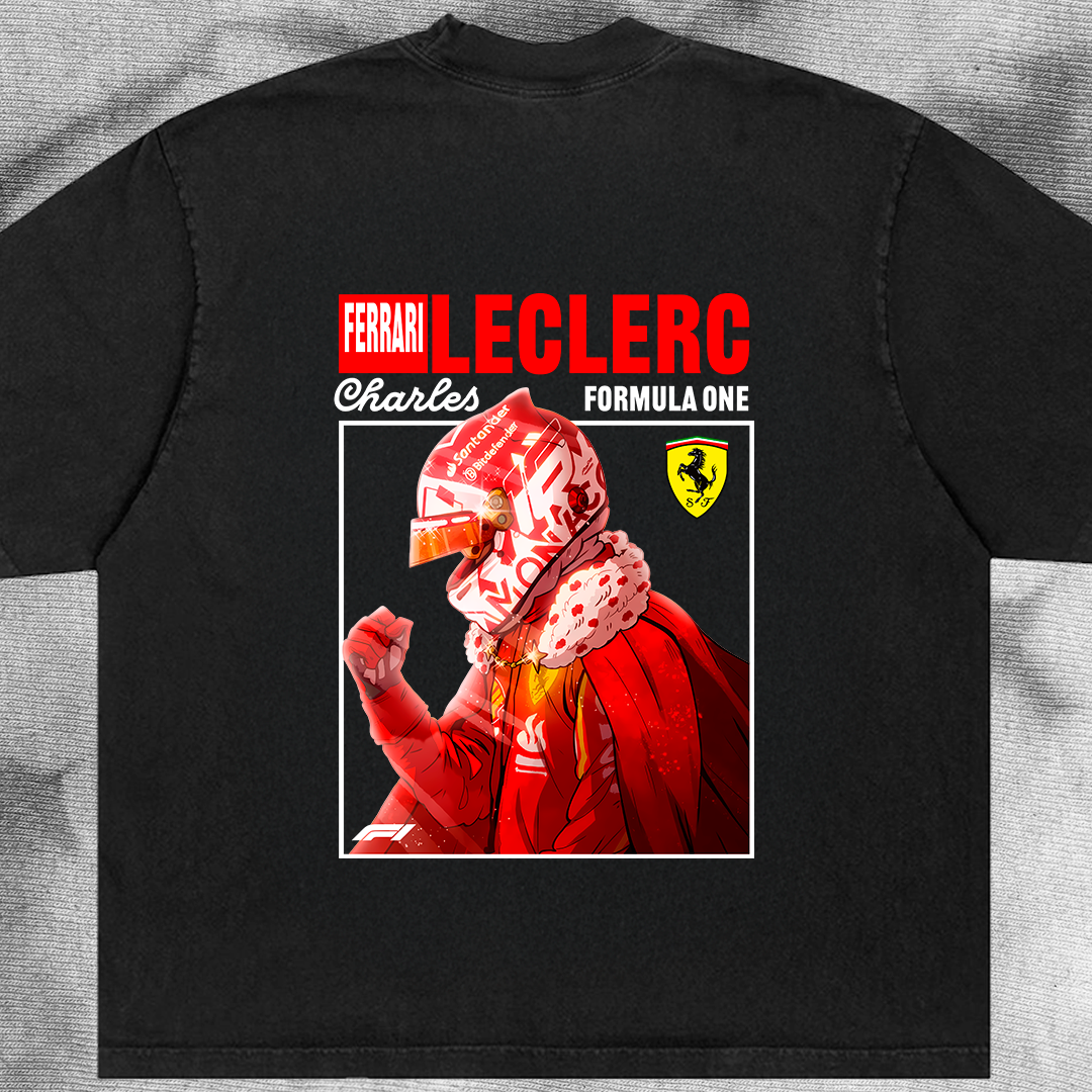 CHARLES LECLERC FERRARI| BLACK OVERSIZED FIT TEE