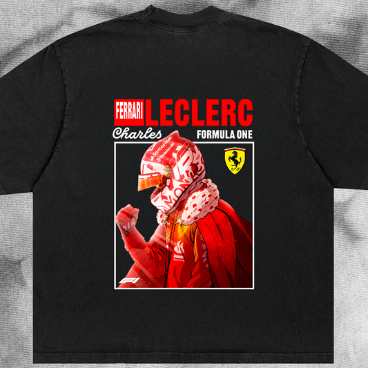 CHARLES LECLERC FERRARI| BLACK OVERSIZED FIT TEE