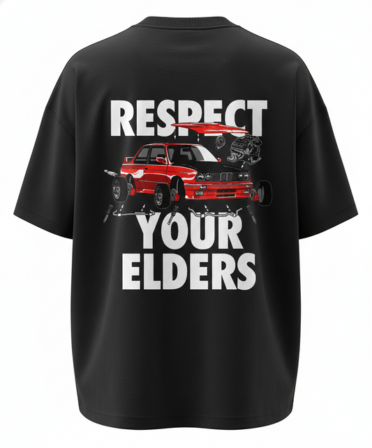 RESPECT YOUR ELDERS | BLACK OVERSIZED FIT TEE