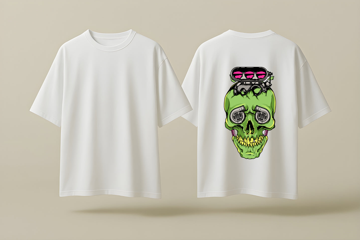 TURBO DEATH | WHITE OVERSIZED FIT TEE