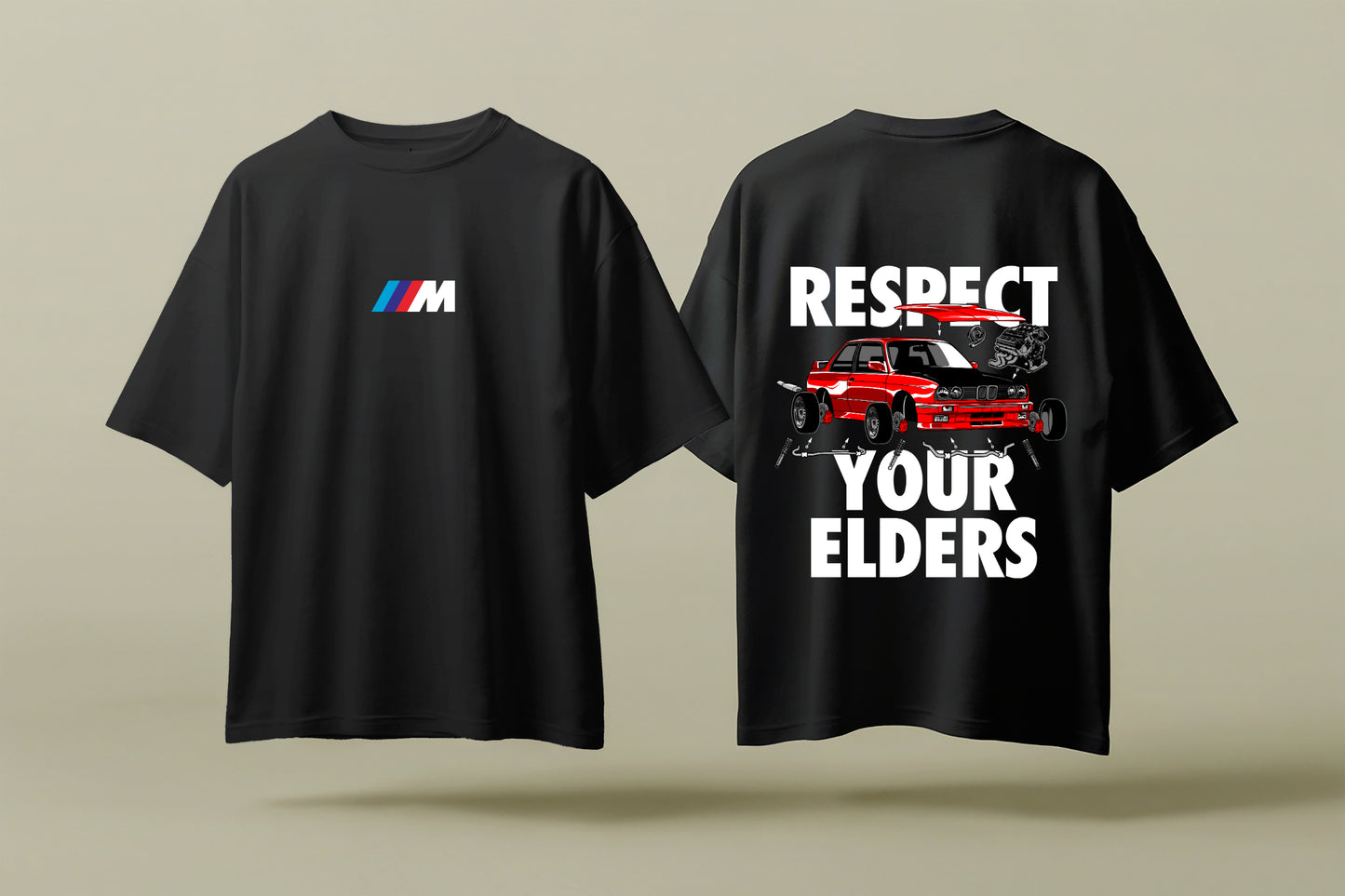 BMW RESPECT YOUR ELDERS | BLACK OVERSIZED FIT TEE