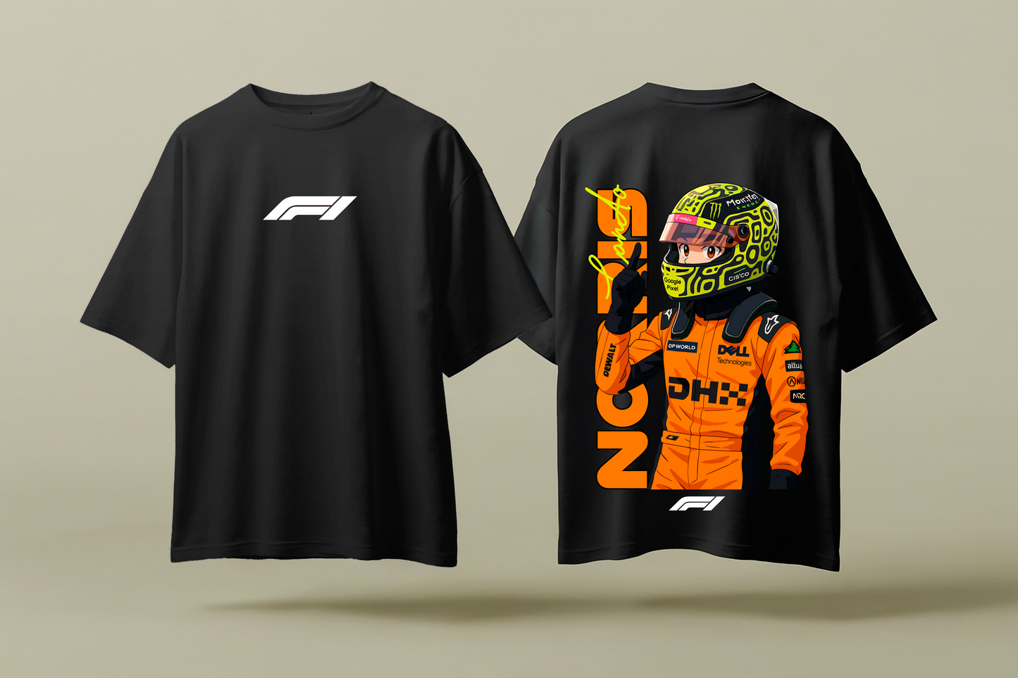 LANDO NORRIS ART | BLACK OVERSIZED FIT TEE