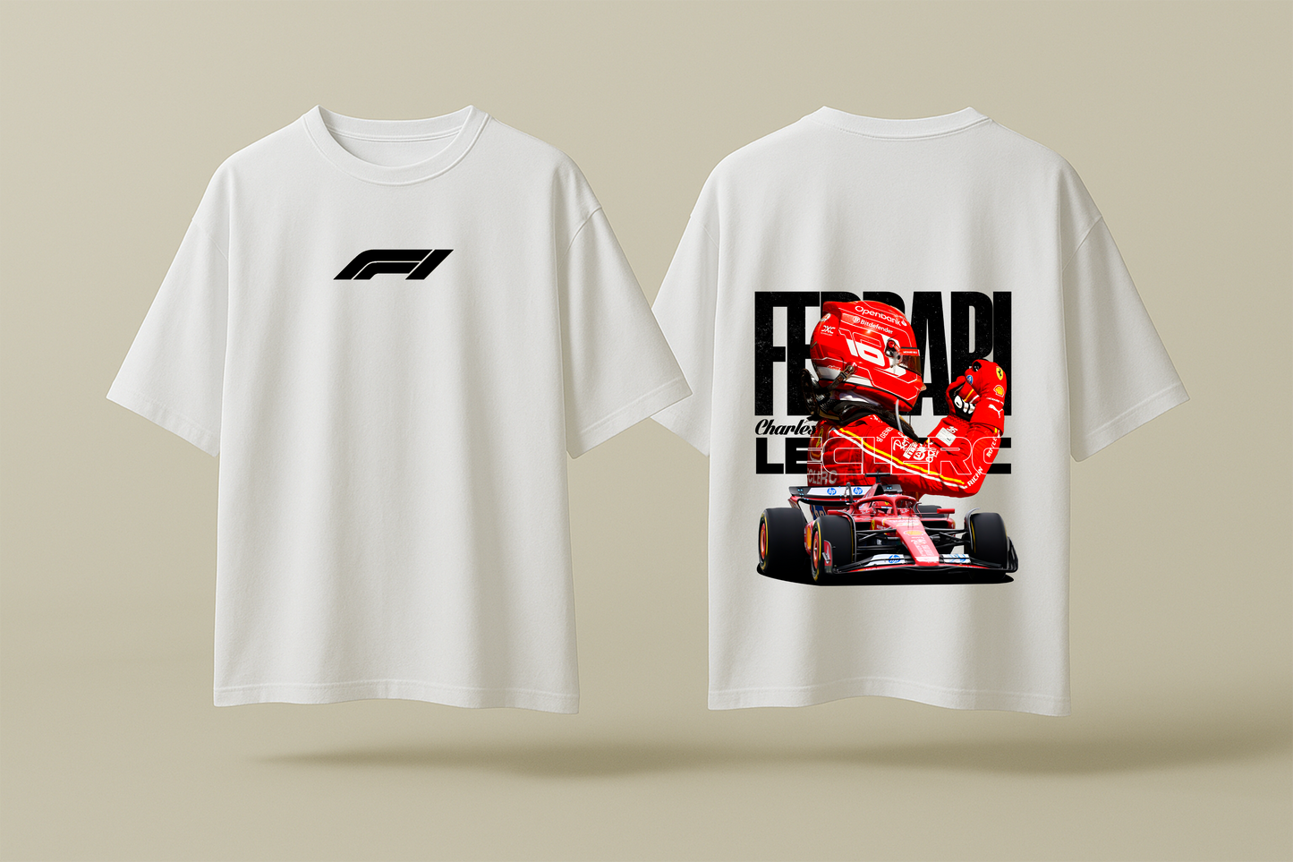 CHARLES LECLERC FERRARI | WHITE OVERSIZED FIT TEE