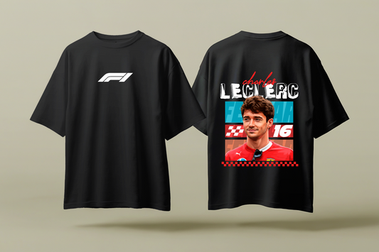 CHARLES LECLERC FERRARI ANIME | BLACK OVERSIZED FIT TEE