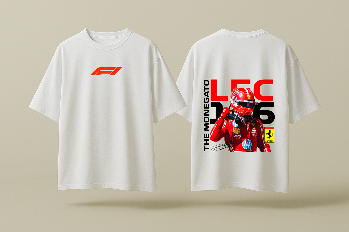 CHARLES LECLERC FERRARI 16 | WHITE OVERSIZED FIT TEE
