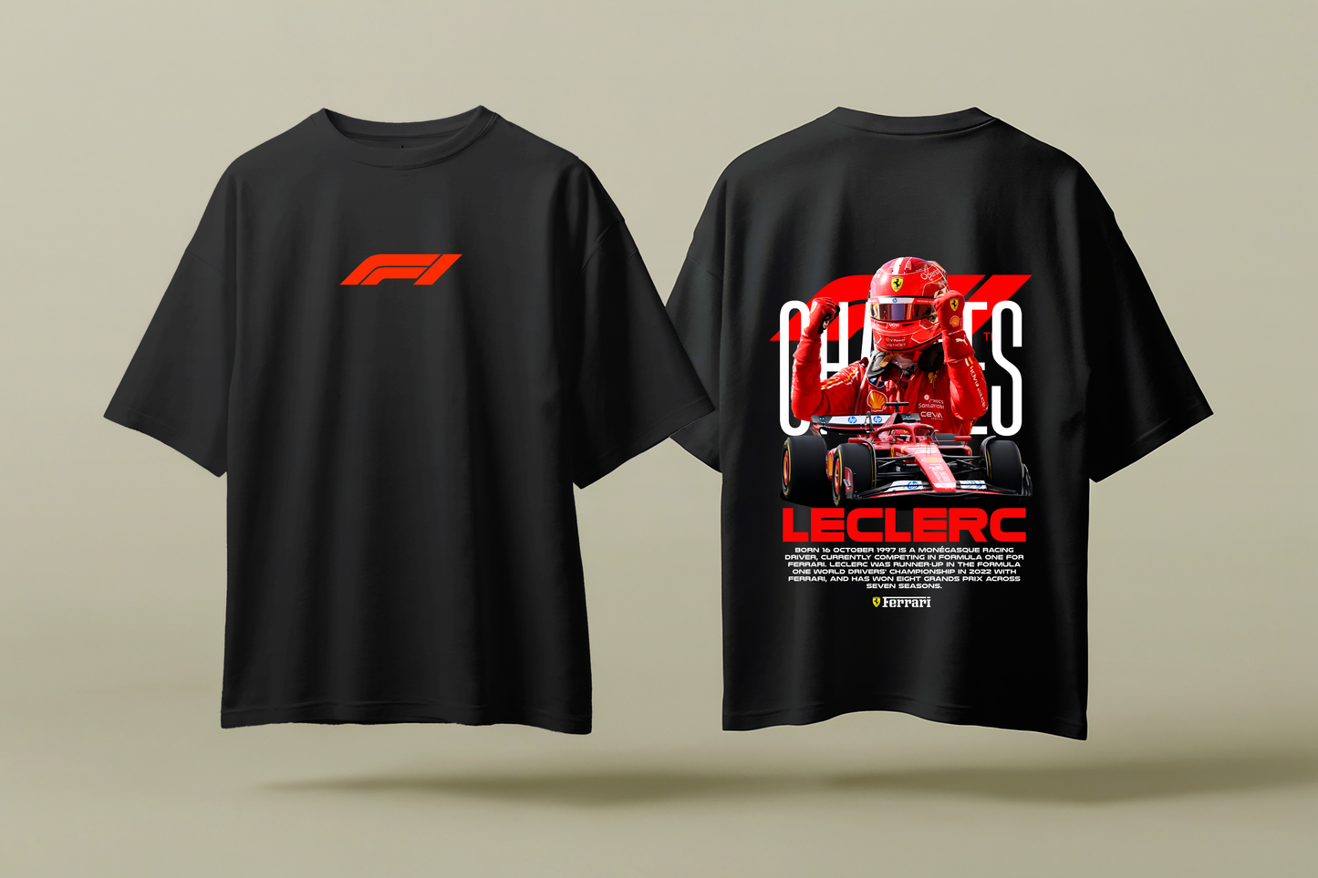 CHARLES LECLERC 16 | BLACK OVERSIZED FIT TEE