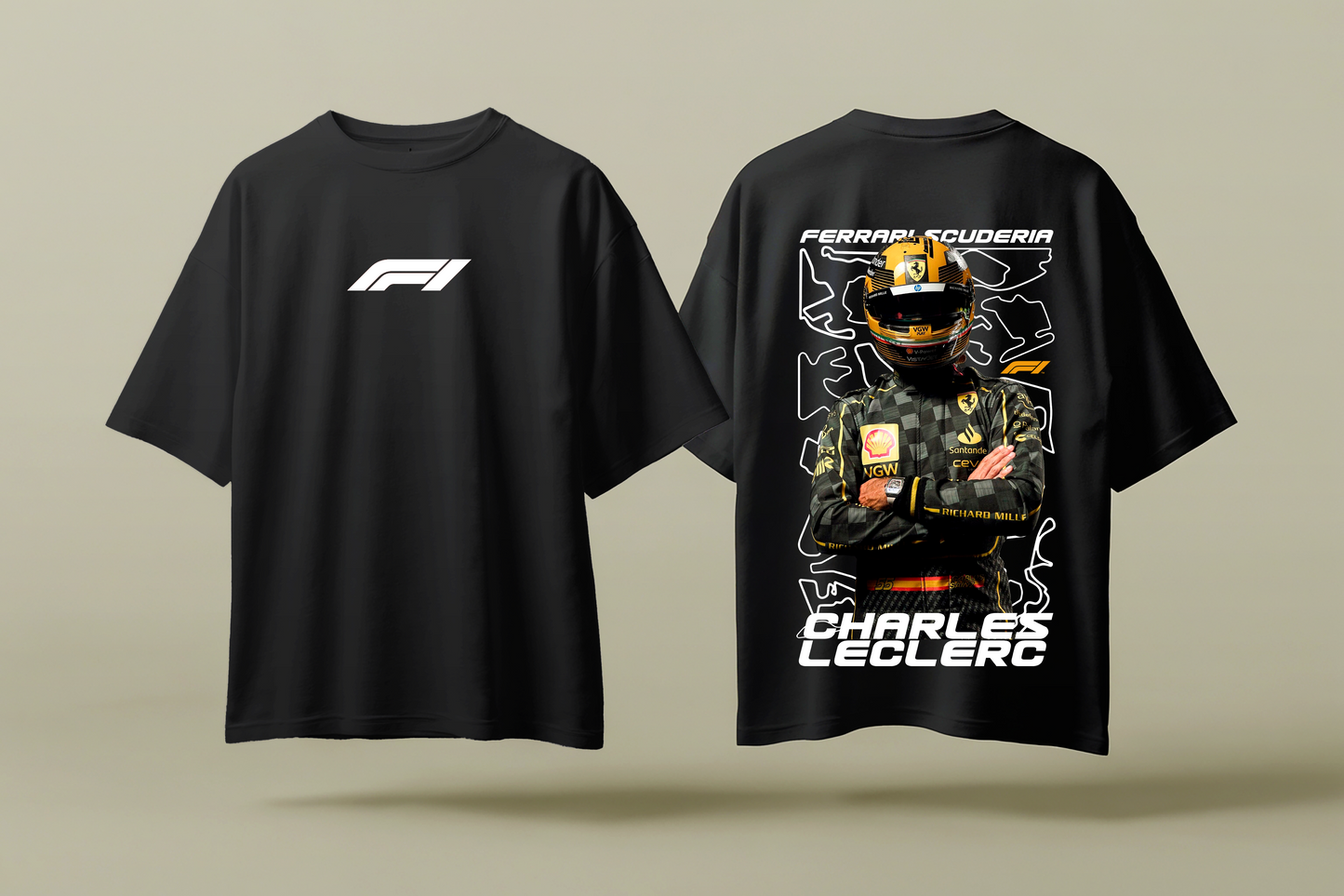 CHARLES LECLERC | BLACK OVERSIZED FIT TEE