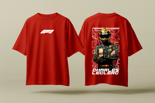 CHARLES LECLERC FERRARI | RED OVERSIZED FIT TEE