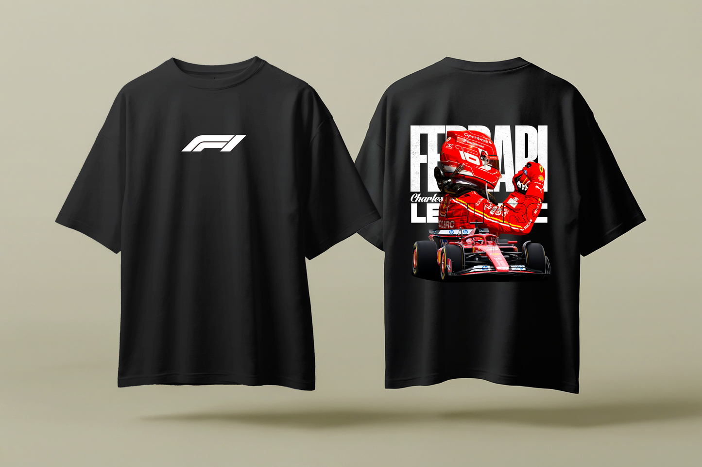 CHARLES LECLERC FERRARI | BLACK OVERSIZED FIT TEE