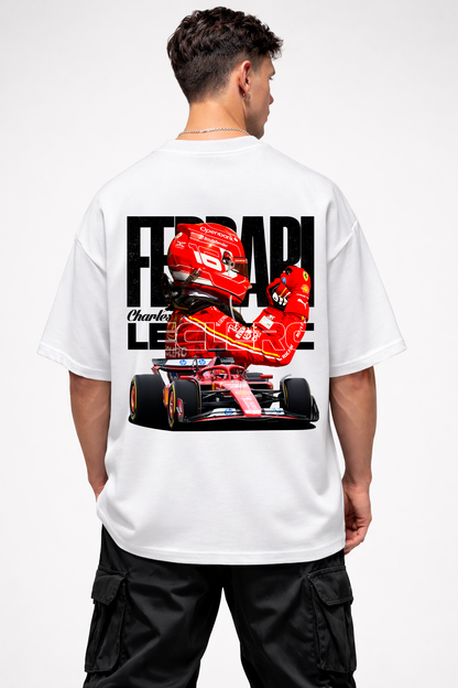CHARLES LECLERC FERRARI | WHITE OVERSIZED FIT TEE