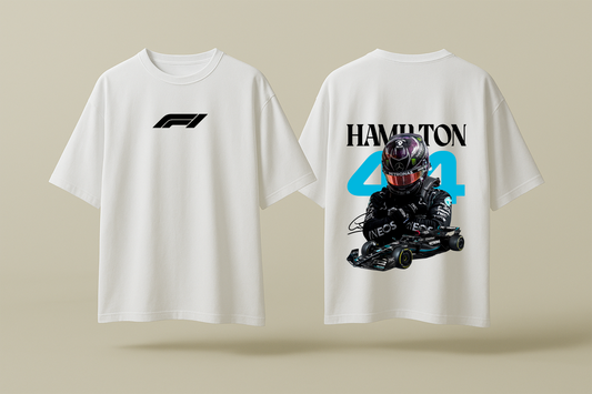 LEWIS HAMILTON MERCEDES | WHITE OVERSIZED FIT TEE
